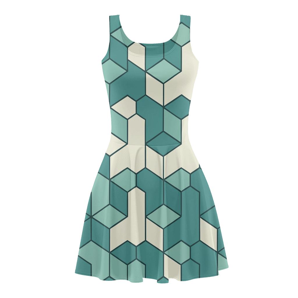 Hex Drift Weave floral print skater dresses