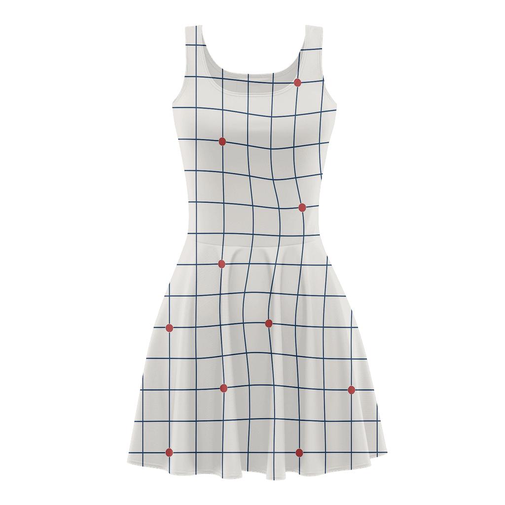 Pinned Grid Drift designer pattern skater dresses