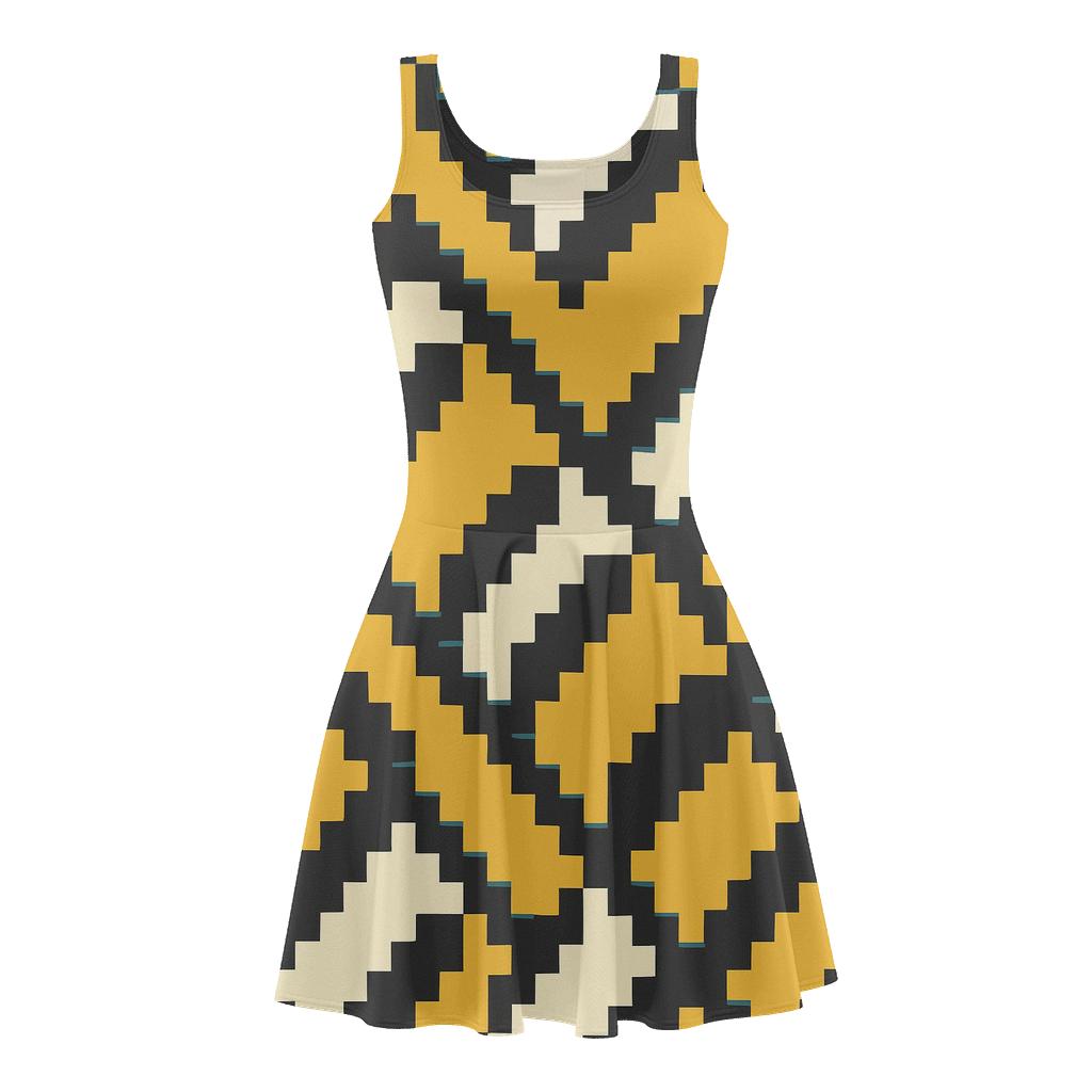 Diagonal Step Cascade custom skater dresses