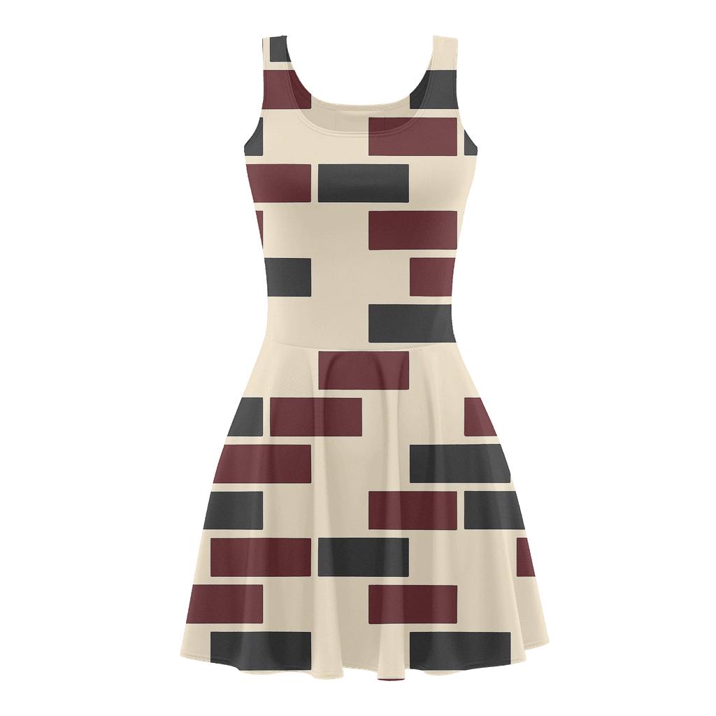 Staggered Block Chain designer pattern skater dresses