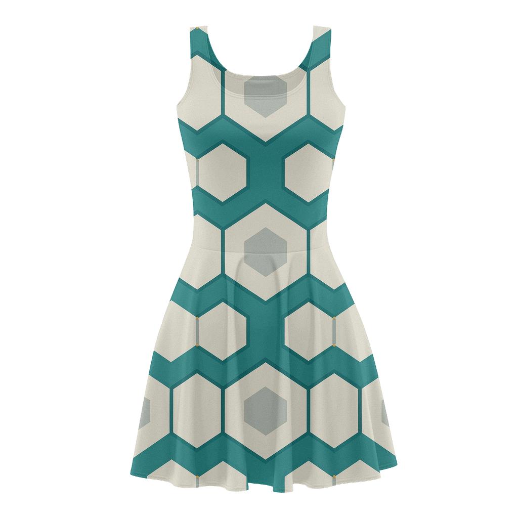 Hex Ripple Step Weave comfortable stretch skater dresses