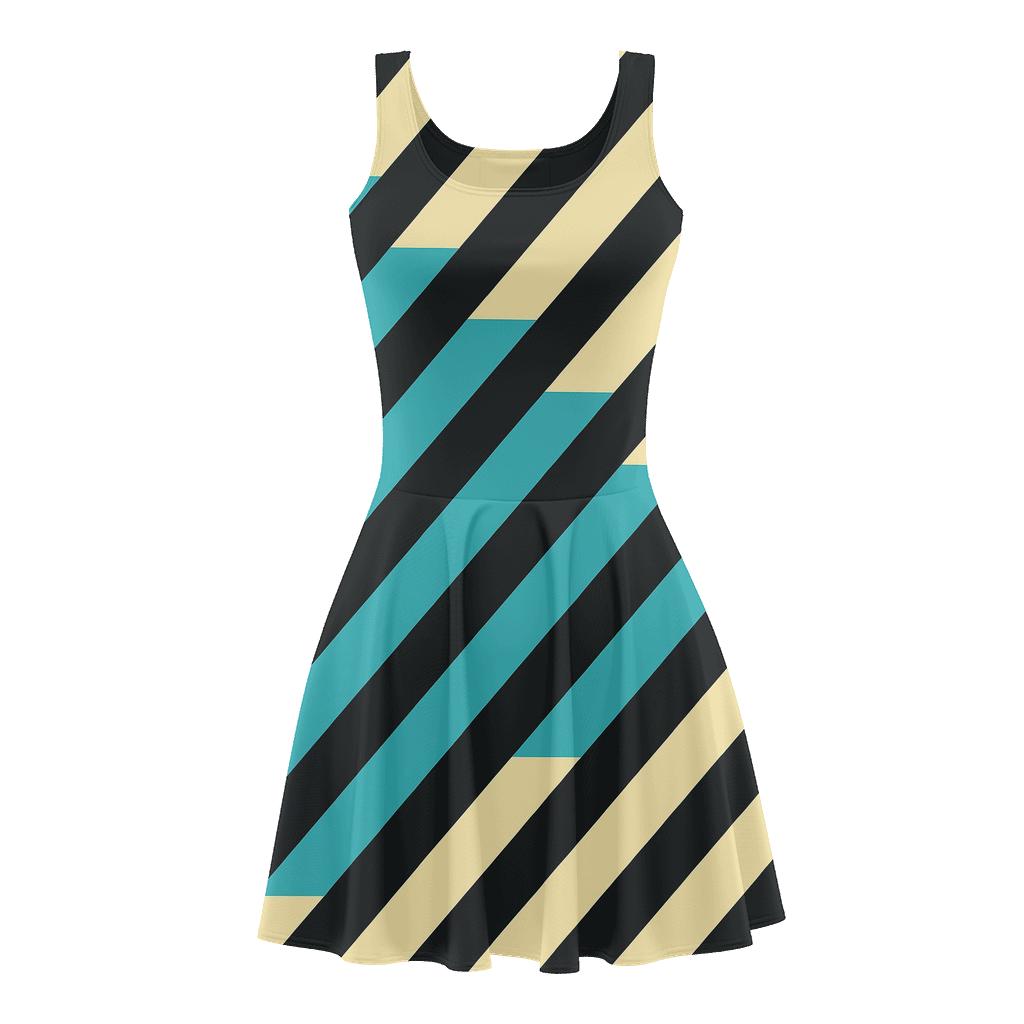 Diagonal Step Cascade Stripes custom skater dresses