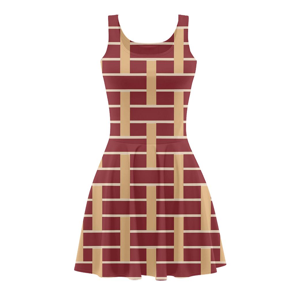 Interlaced Ribbon Matrix Flat floral print skater dresses
