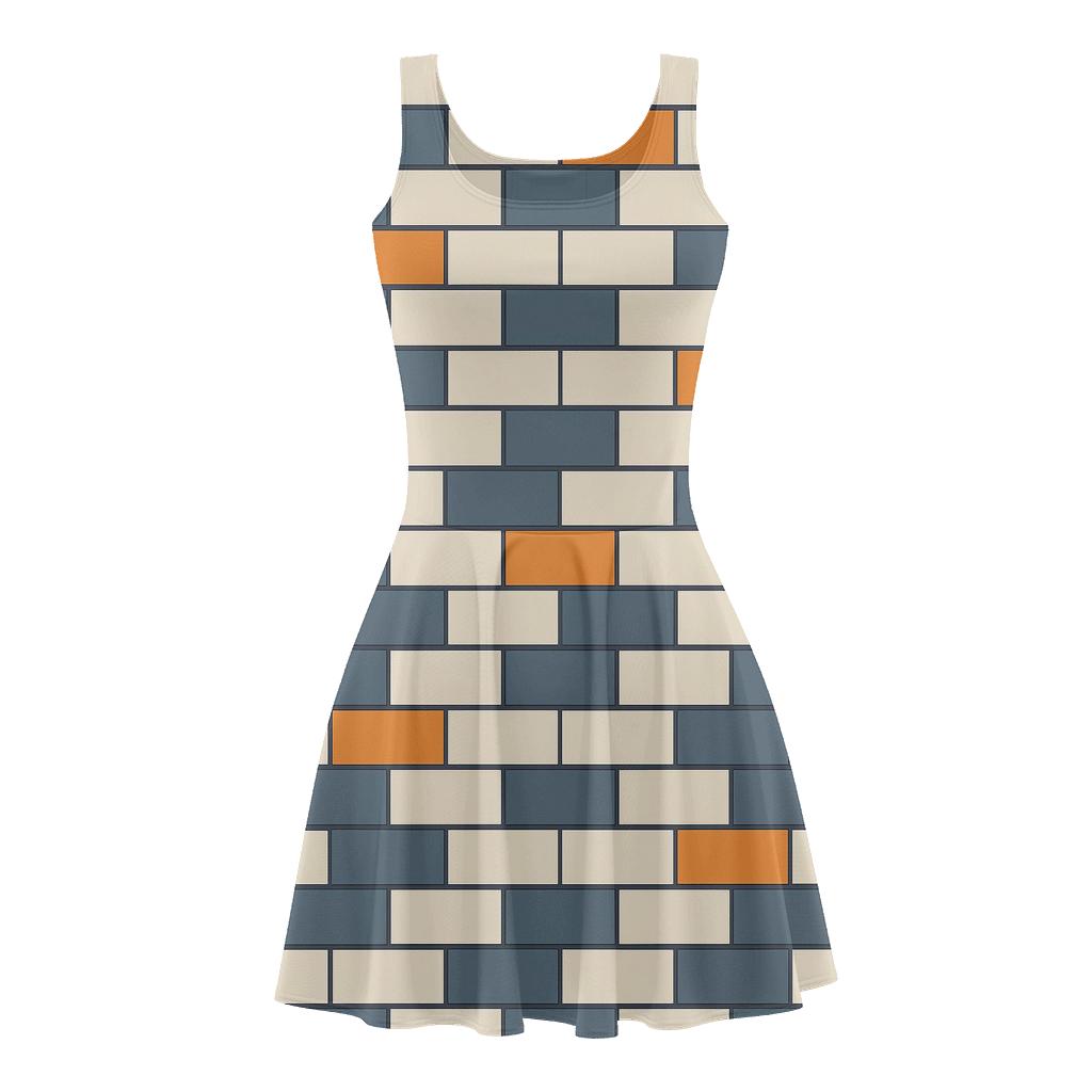 Staggered Block Chain Modulation unique custom skater dresses