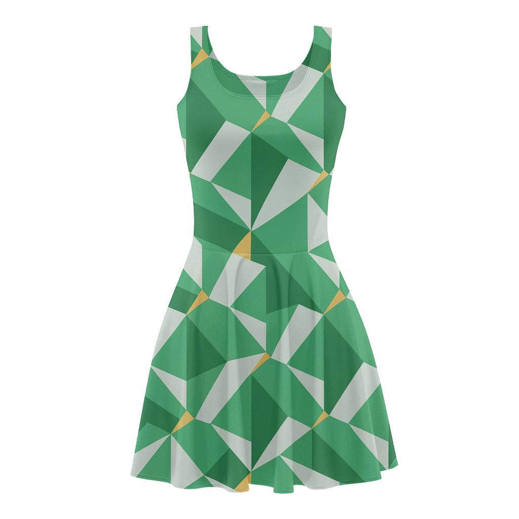 Angled Polygon Tessera Shuffle floral print skater dresses