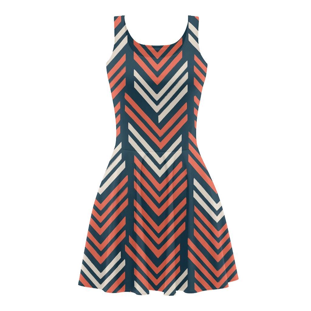 Zigzag Relay Tiles floral print skater dresses