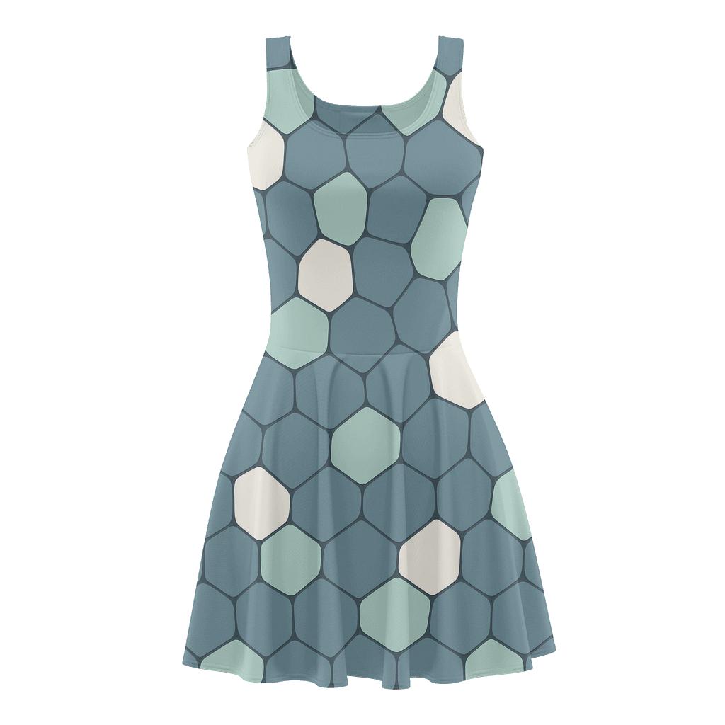 Cell Mesh Fragment comfortable stretch skater dresses