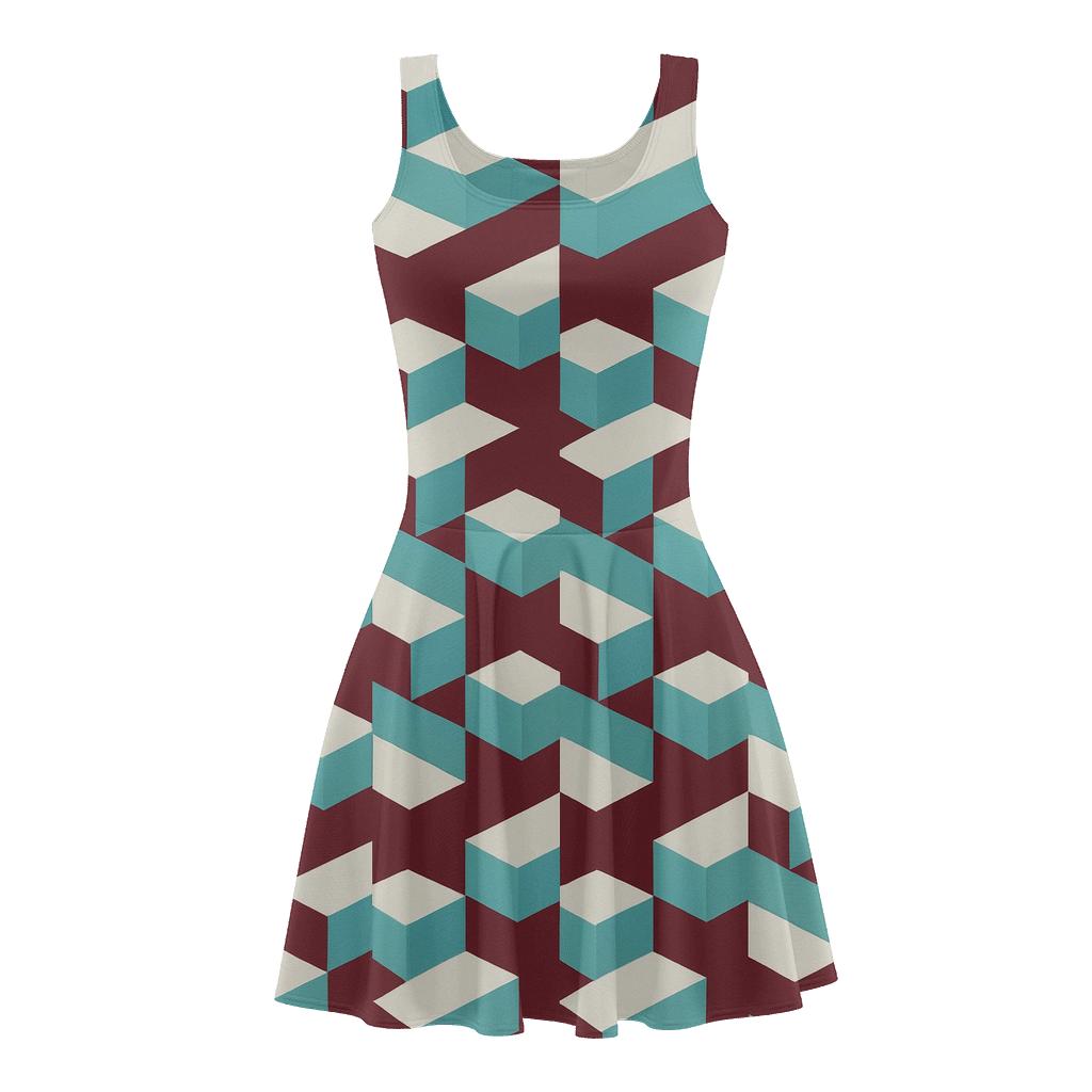 Quasar Step Block Chain floral print skater dresses