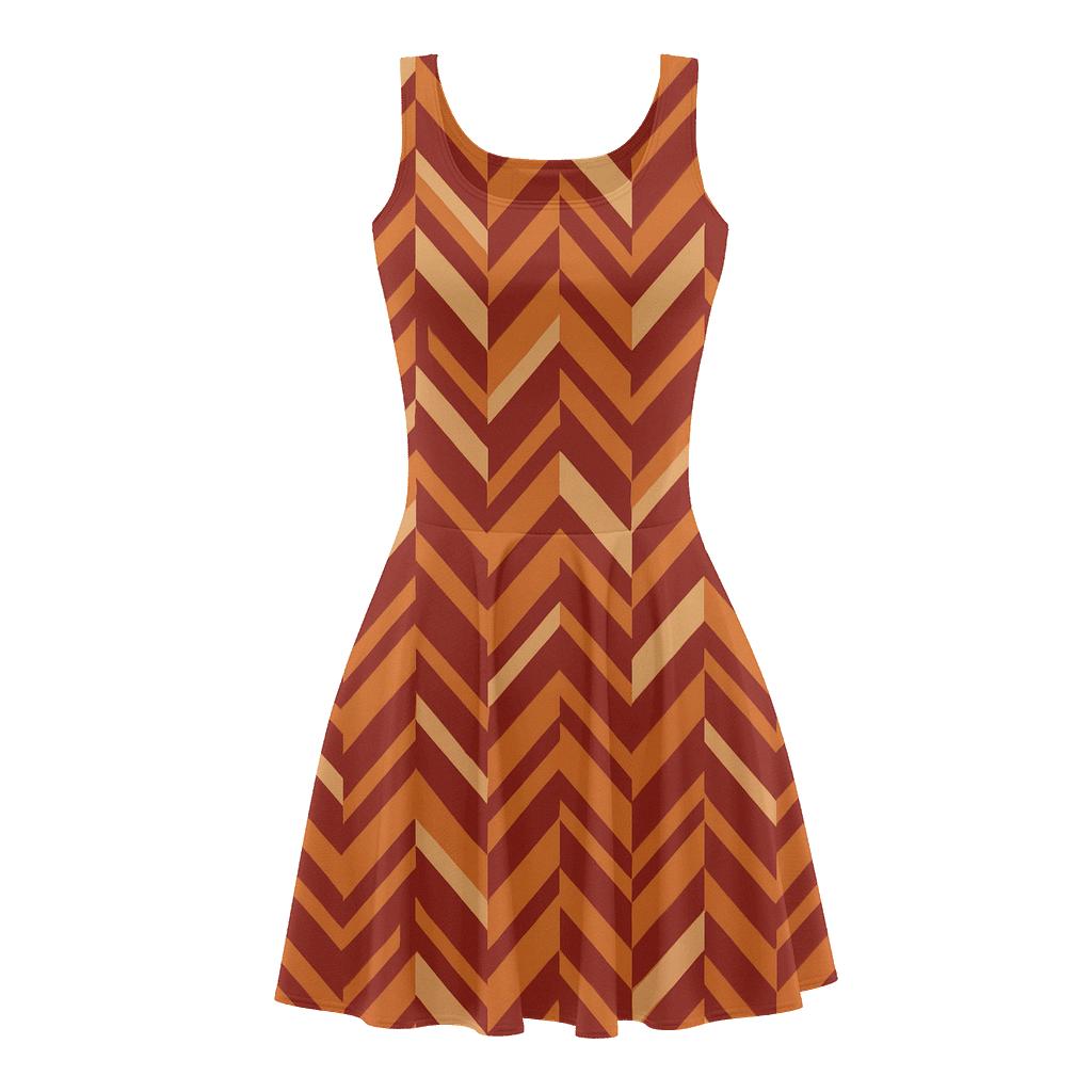 Meteor Shard Herringbone comfortable stretch skater dresses
