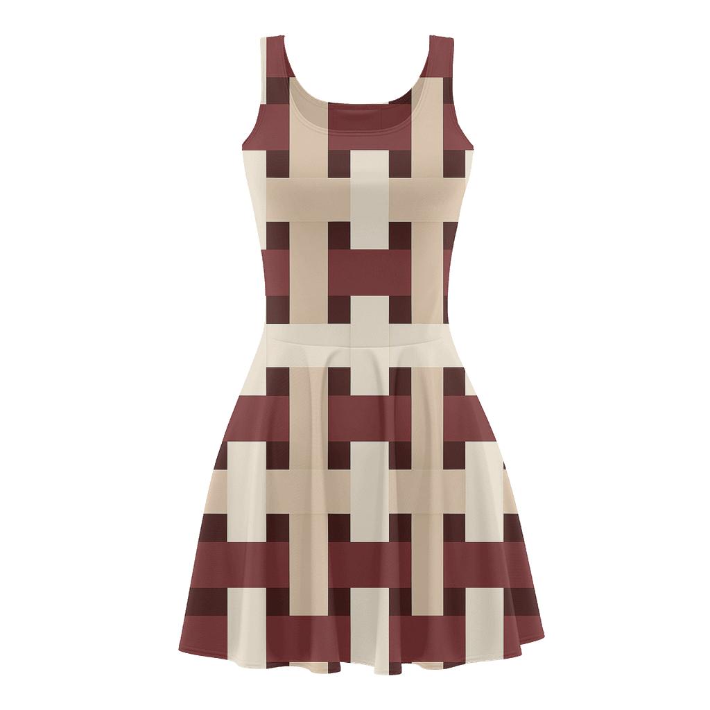 Interlaced Ribbon Check Weave stylish a-line skater dresses