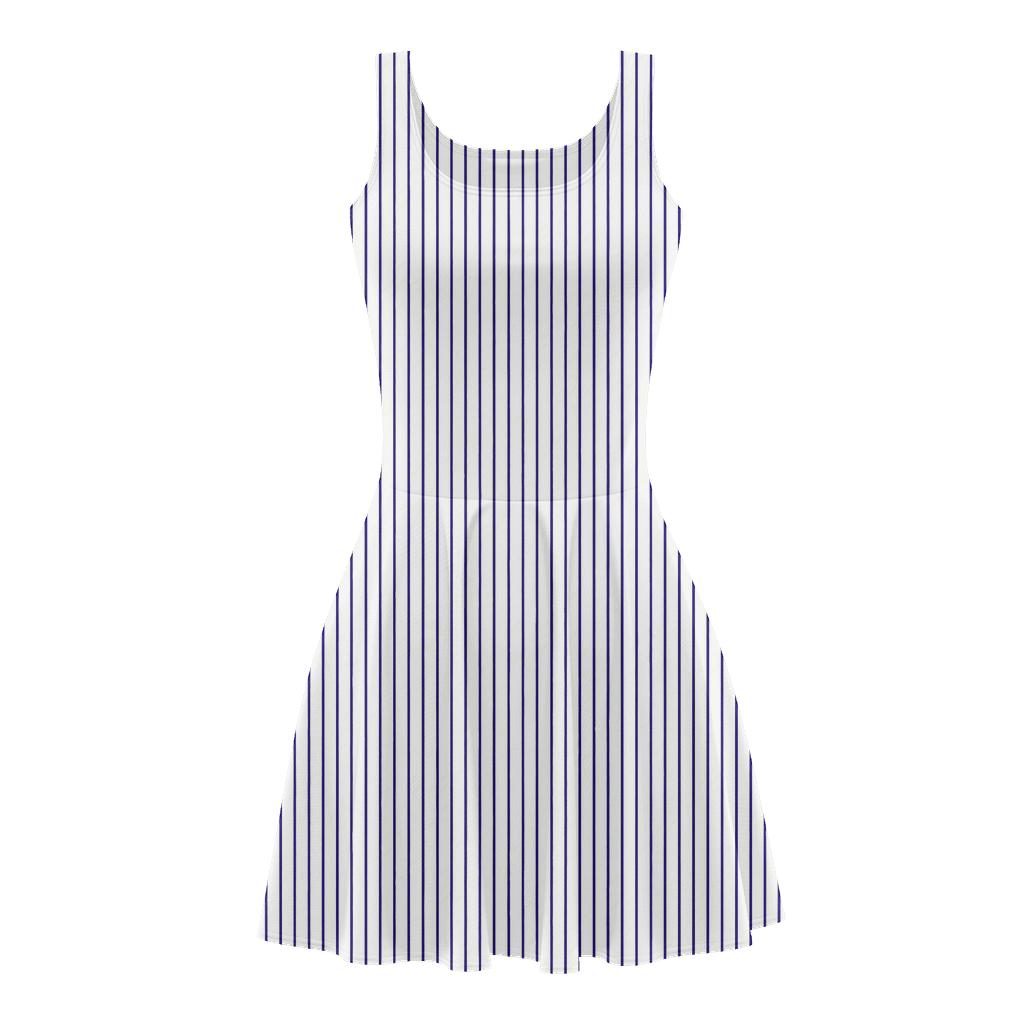 Moire Pinstripe Interference Map floral print skater dresses