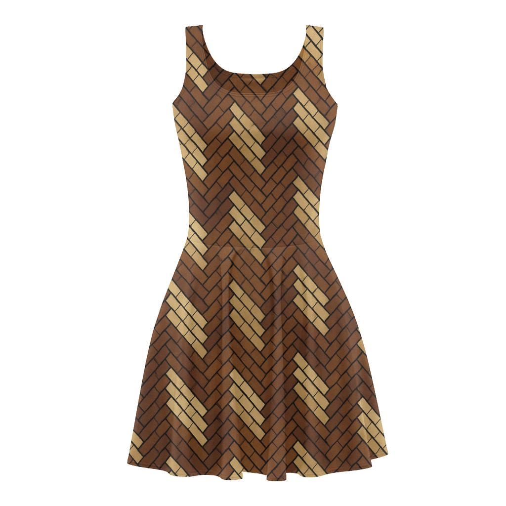 Herringbone Microstep Weave stylish a-line skater dresses