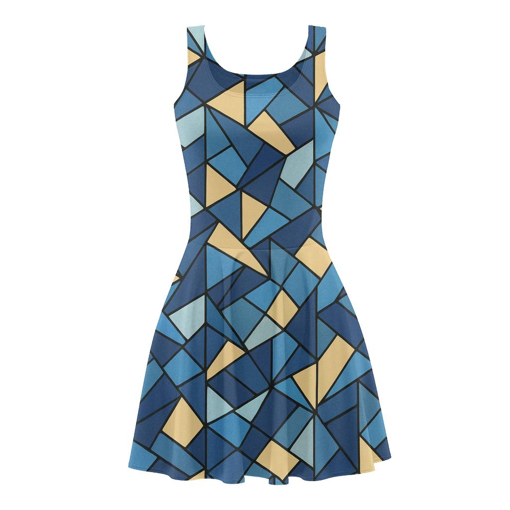Angled Polygon Tessera Run comfortable stretch skater dresses