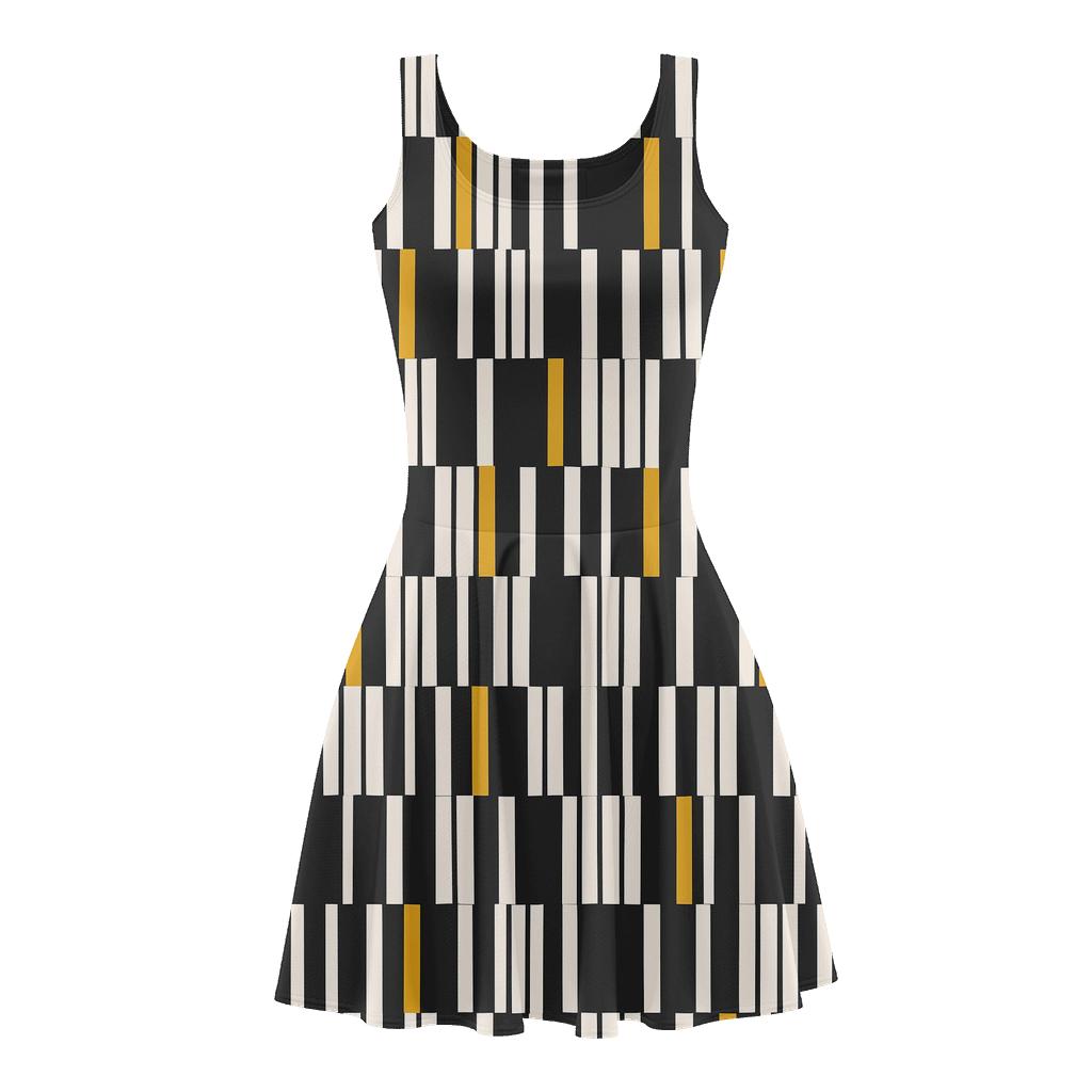 Staggered Barcode Drift comfortable stretch skater dresses
