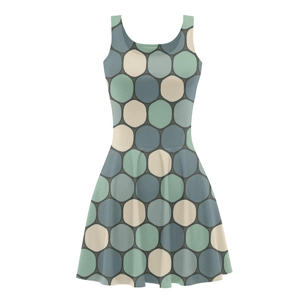 Cellular Pebble Grid designer pattern skater dresses