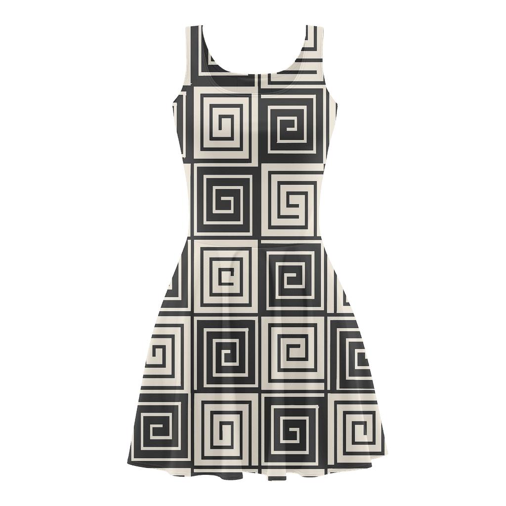 Nested Square Spiral Tiles custom skater dresses