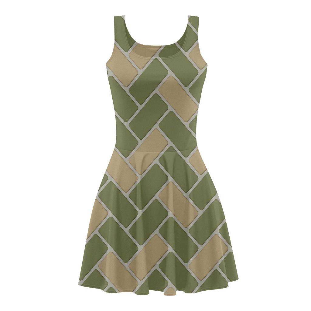 Offset Brick Herringbone unique custom skater dresses