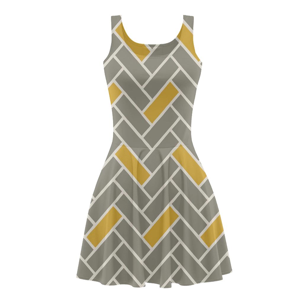 Shifted Brick Herringbone Pulse comfortable stretch skater dresses