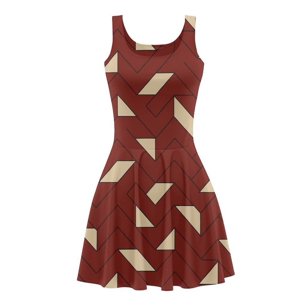 Triangular Step Weave Array trendy mini skater dresses