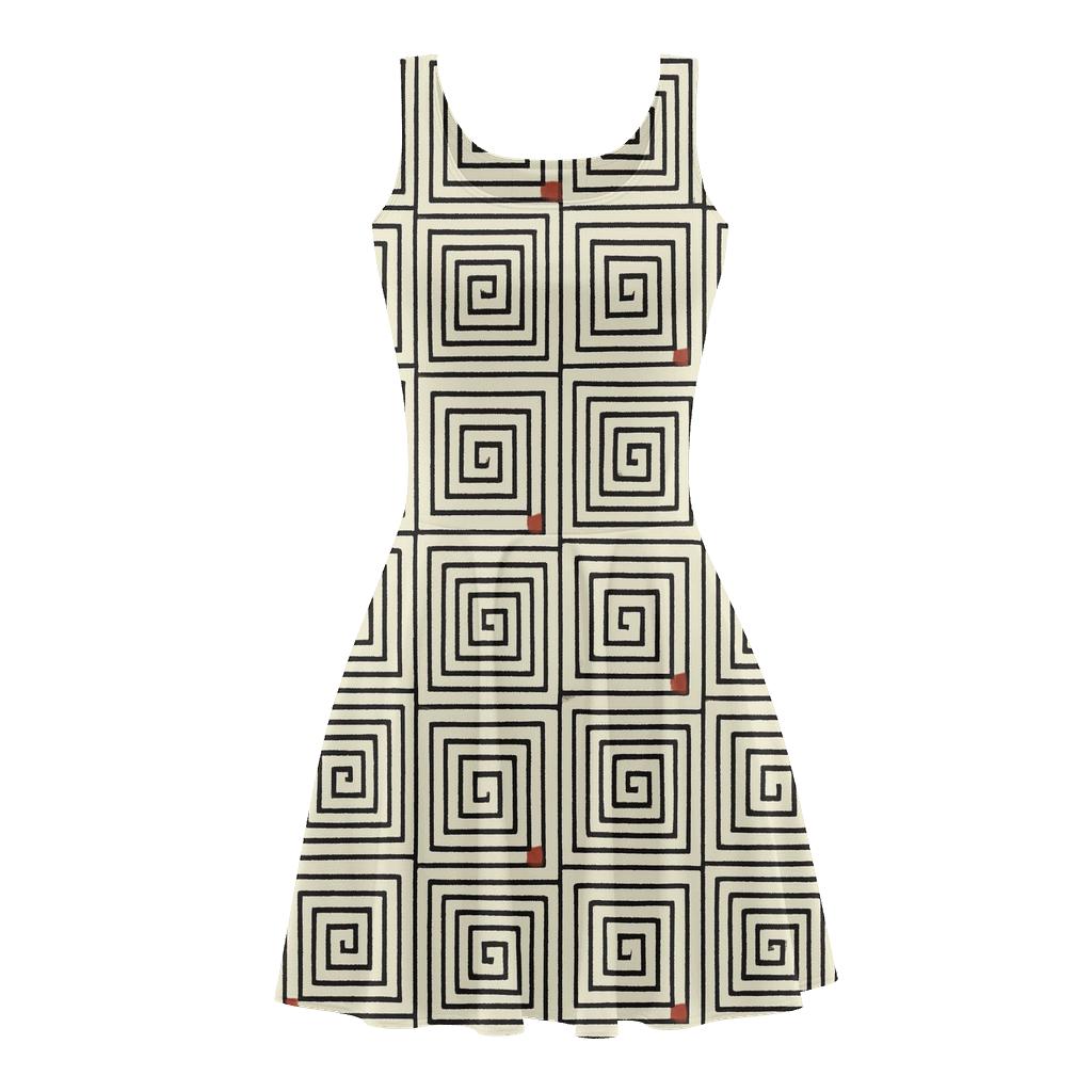 Nested Square Spiral Tiles unique custom skater dresses