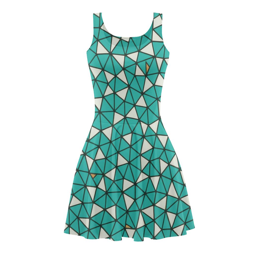 Polygon Shard Mosaic Scatter Repeat floral print skater dresses