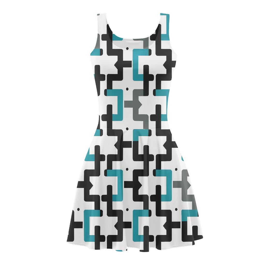 Interlocked Angle Bracket Weave comfortable stretch skater dresses