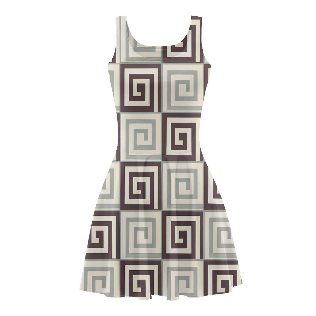 Square Spiral Corner March comfortable stretch skater dresses