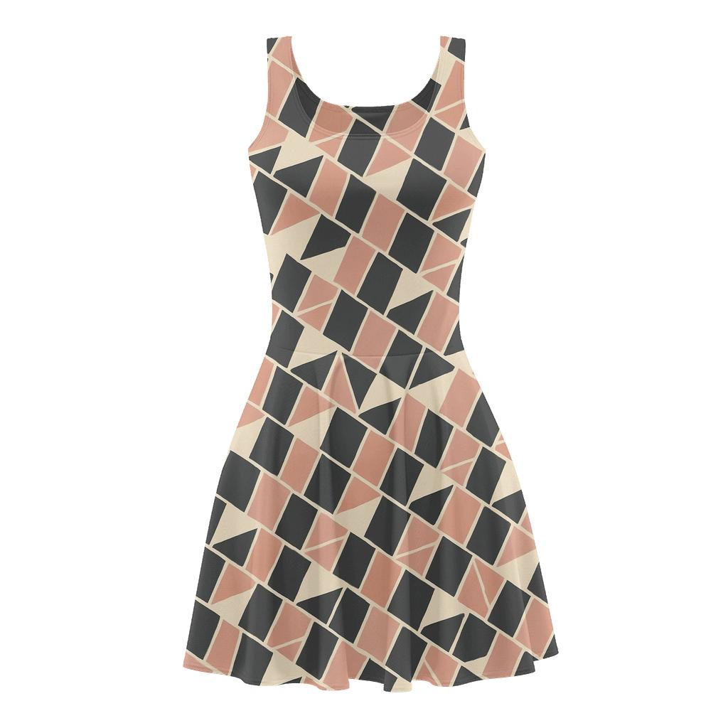 Diagonal Shard Tessera Shuffle comfortable stretch skater dresses