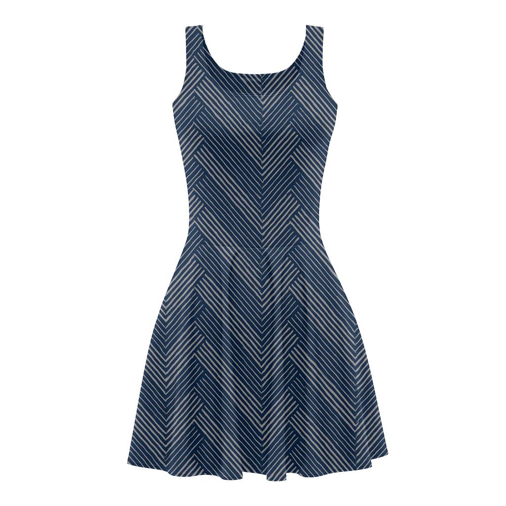 Moire Stripe Herringbone custom skater dresses
