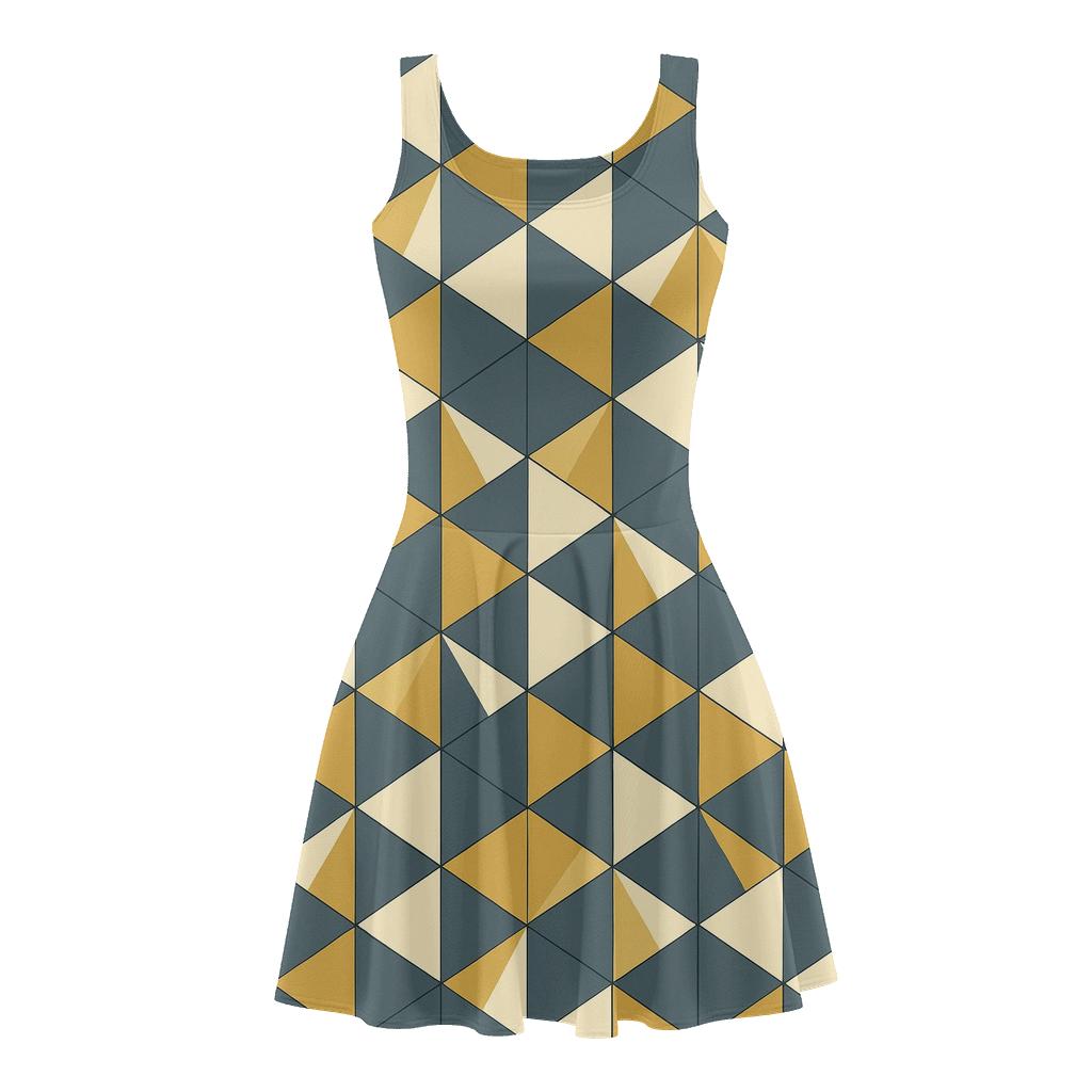 Triangular Fold Register floral print skater dresses