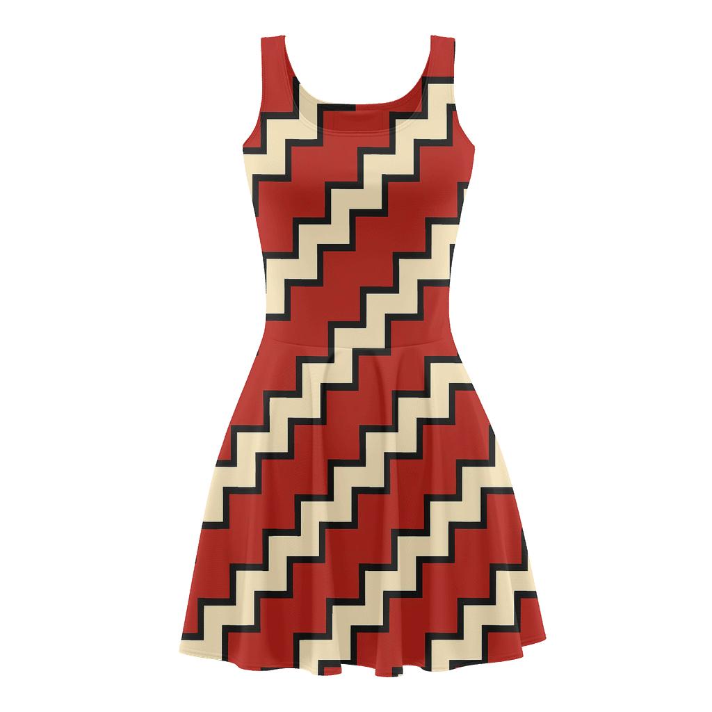 Diagonal Step Cascade Bands skater dresses for occasions