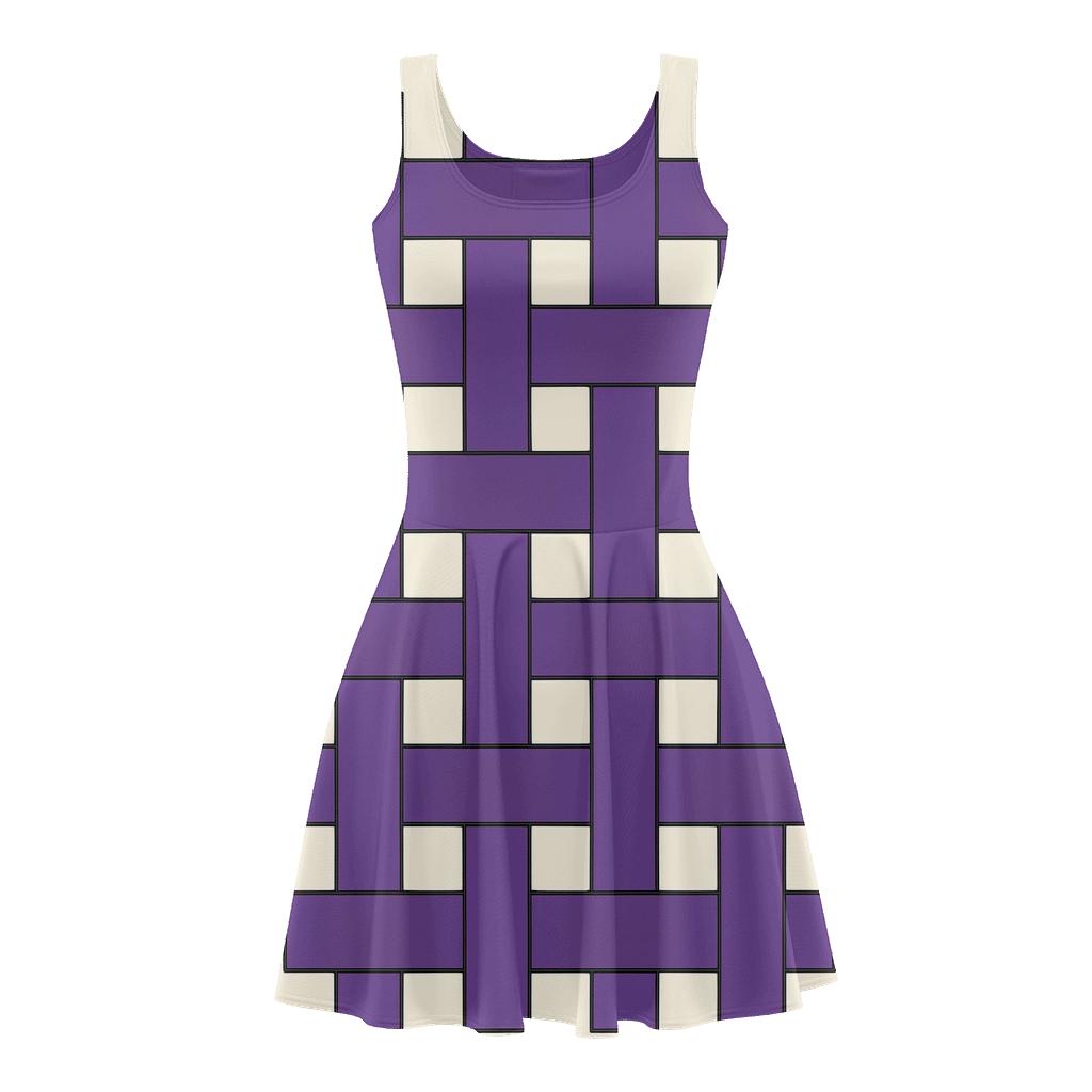 Interlaced Ribbon Matrix comfortable stretch skater dresses