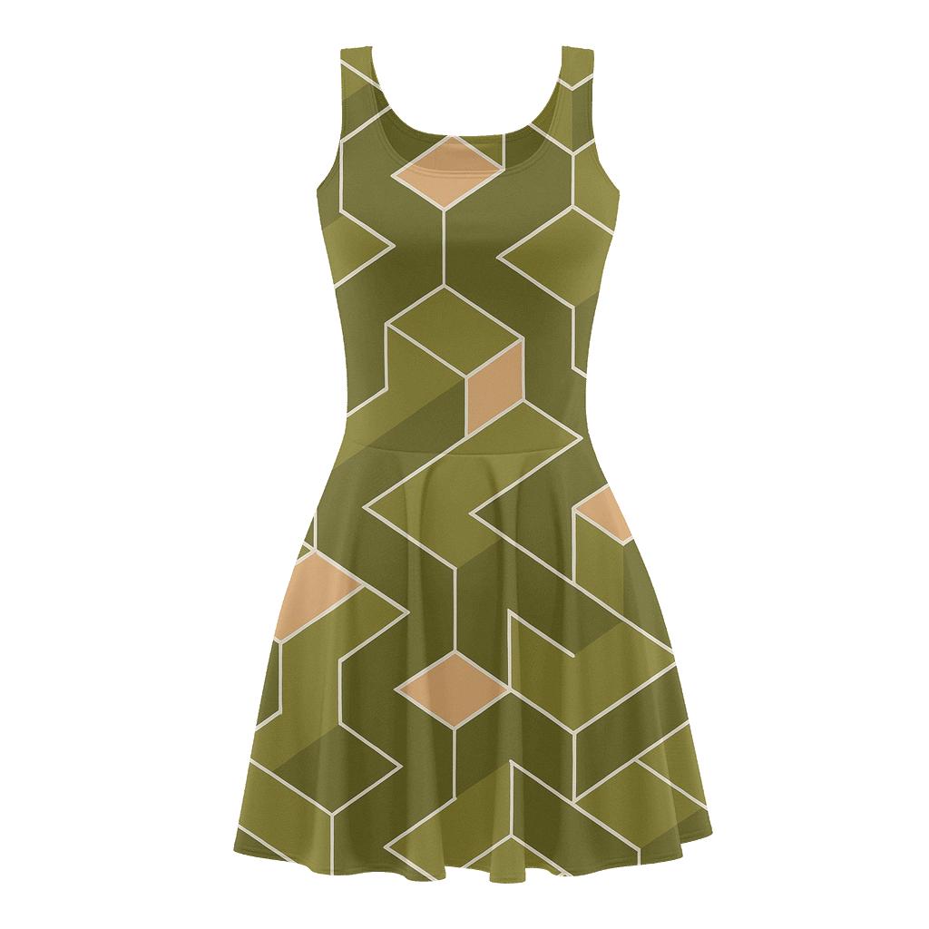 Angled Polygon Tessera Run unique custom skater dresses