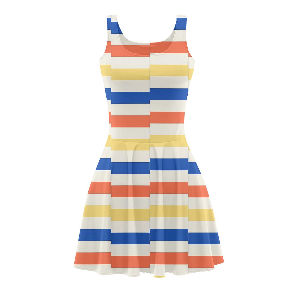 Split Stripe Resonance Bands floral print skater dresses