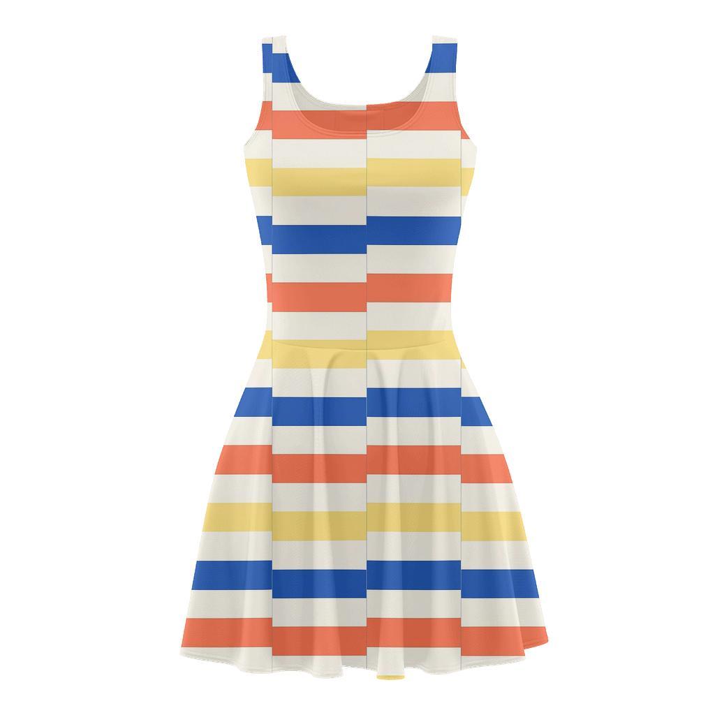 Split Stripe Resonance Bands floral print skater dresses