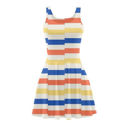 Split Stripe Resonance Bands floral print skater dresses