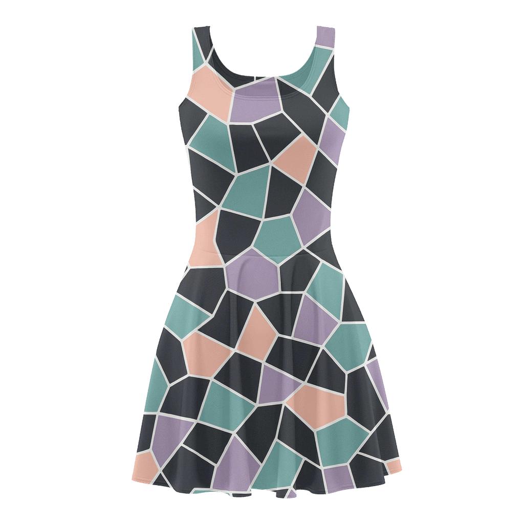 Angled Polygon Tessera Shuffle designer pattern skater dresses