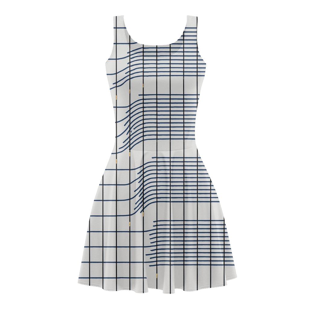 Parallel Crosshatch Phase Study designer pattern skater dresses