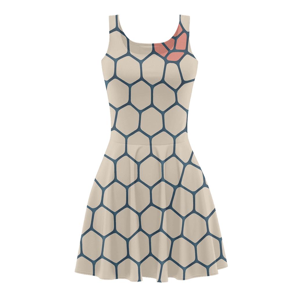 Cell Mesh Fragment Field comfortable stretch skater dresses