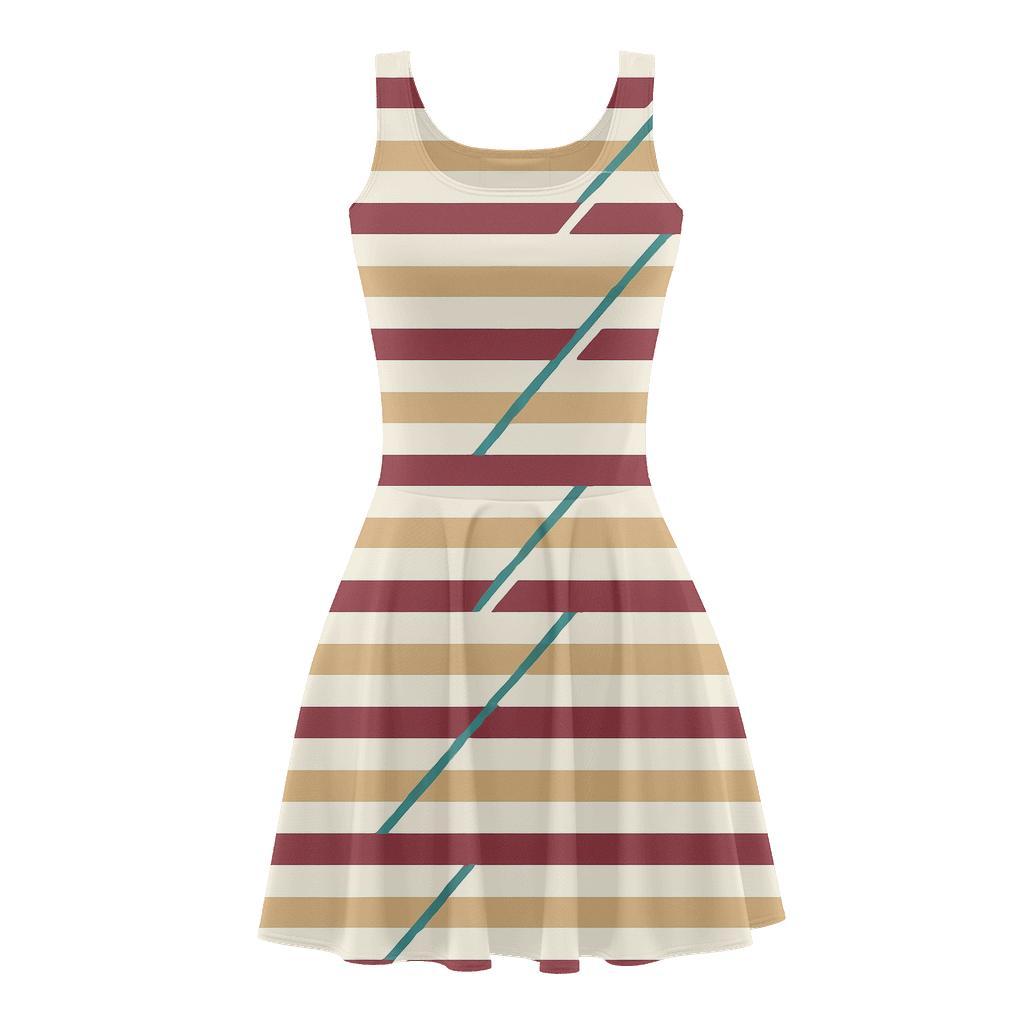 Split Stripe Frequency Bands comfortable stretch skater dresses