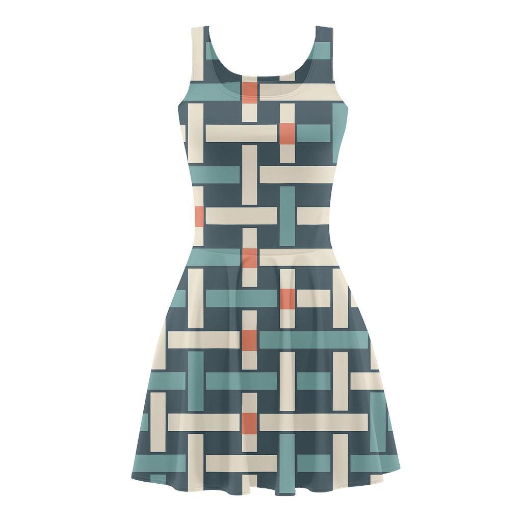 Interlaced Ribbon Gridlock floral print skater dresses