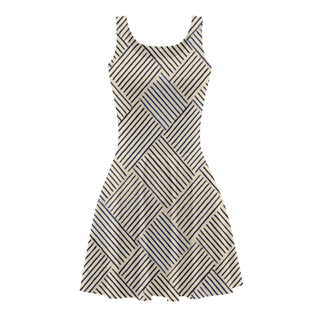 Parallel Crosshatch Harmonics comfortable stretch skater dresses