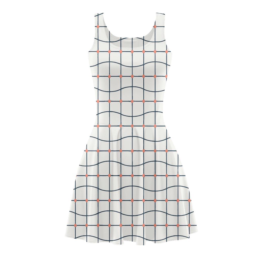 Offset Lattice Ripple designer pattern skater dresses