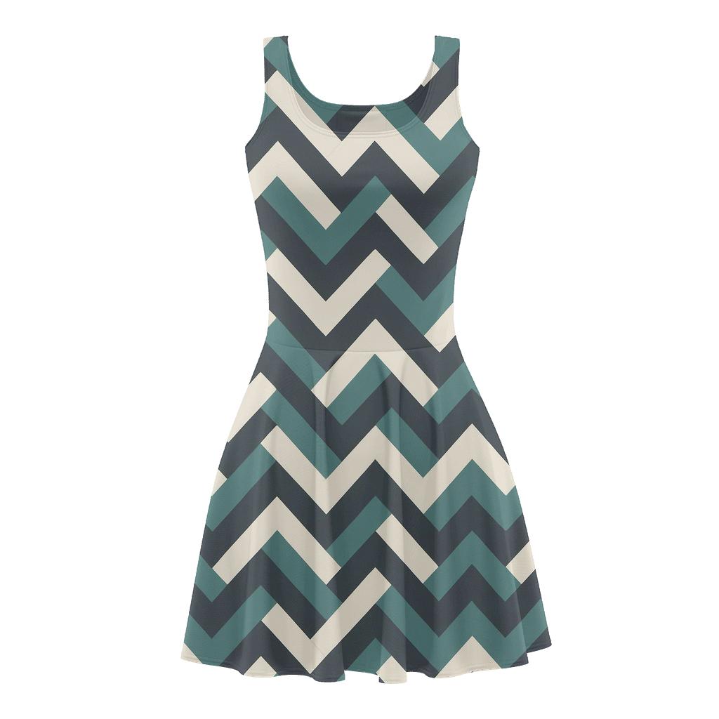 Herringbone Tile Flip floral print skater dresses