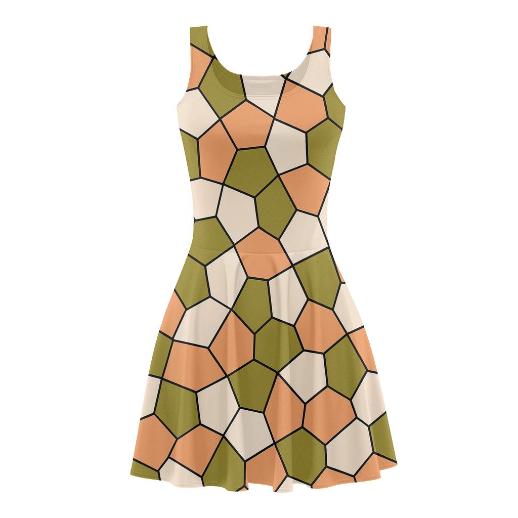 Angled Polygon Tessera Scatter floral print skater dresses