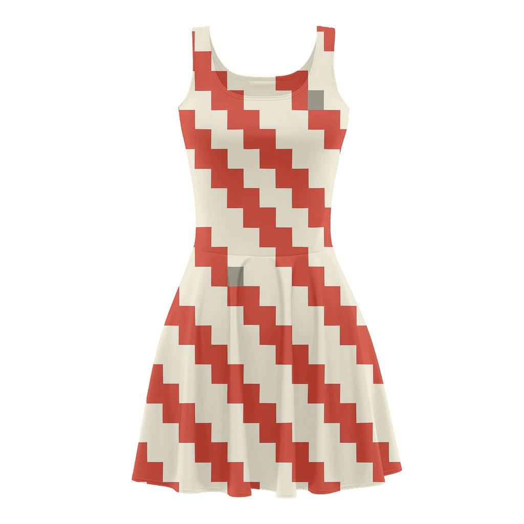 Diagonal Step Cascade Grid skater dresses for occasions