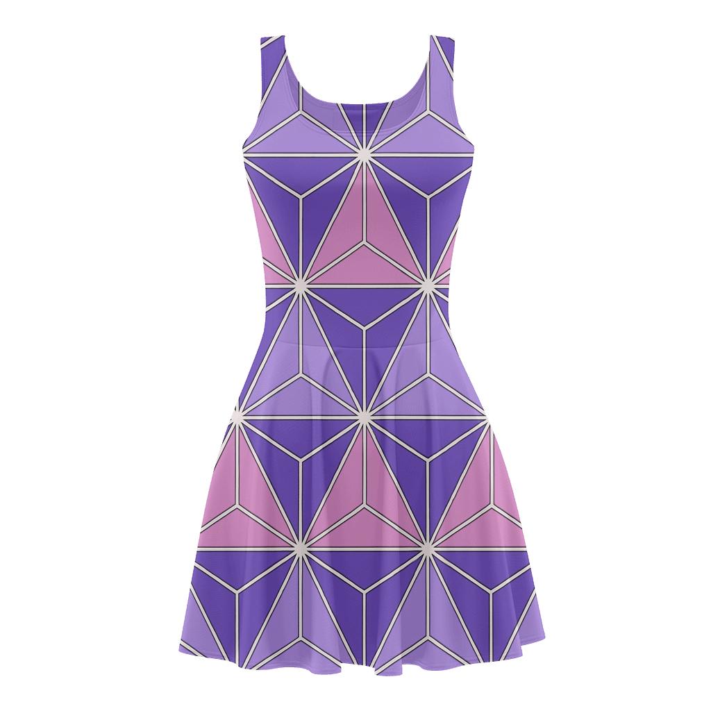 Nested Prism Array Flatfold floral print skater dresses