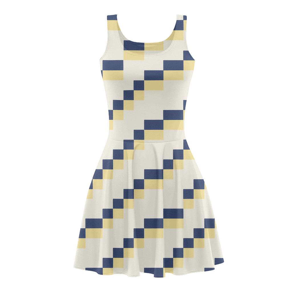 Diagonal Step Barcode custom skater dresses