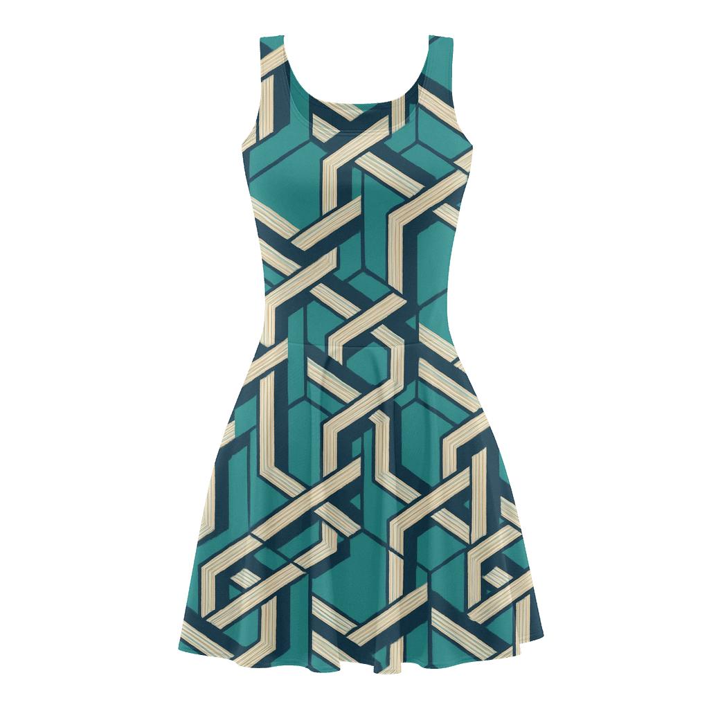 Hex Knot Stepweave trendy mini skater dresses