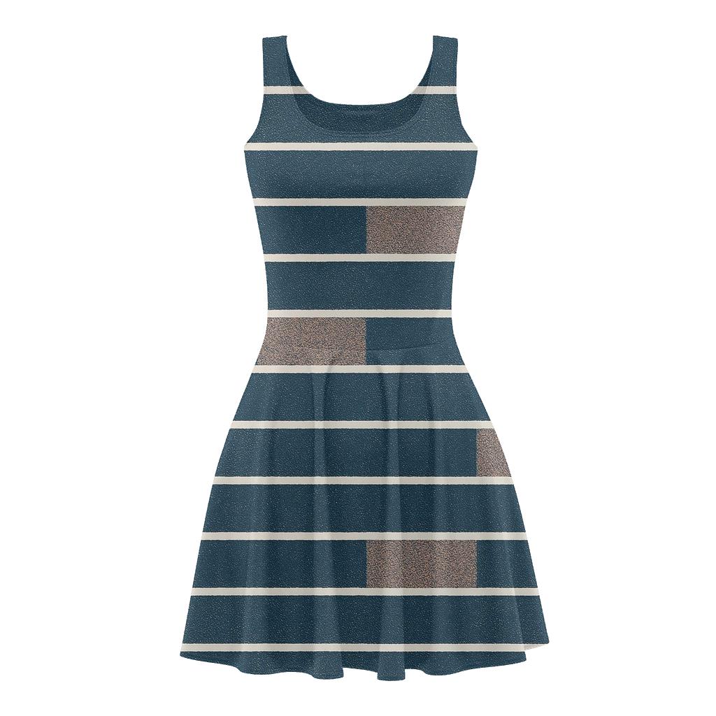 Parallel Crosshatch Pulse Bars floral print skater dresses